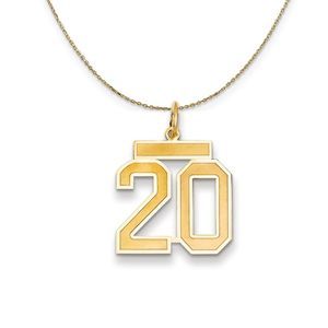 14k Yellow Gold, Jersey, Med Number 20 Necklace - 30 Inch